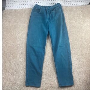 Vintage Not Guilty High Waisted Teal Blue‎ Tapered Mom Jeans Womens 11/12 USA